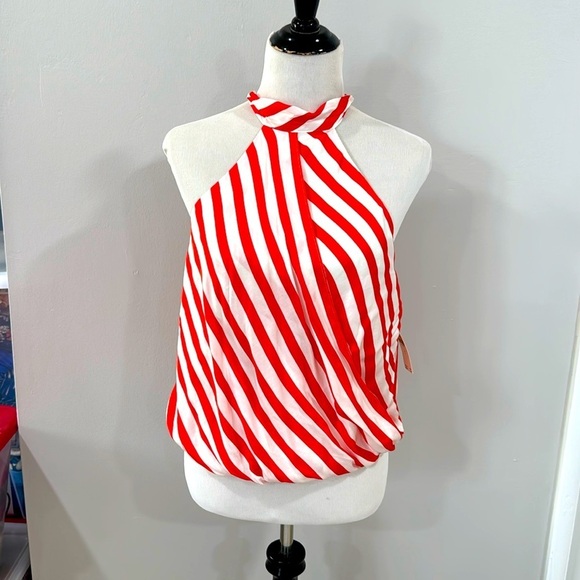 NWT Maeve Anthropologie bubble hem striped halter blouse - Picture 2 of 6